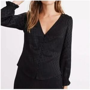 Madewell Black Polka Dot Blouse Size 6